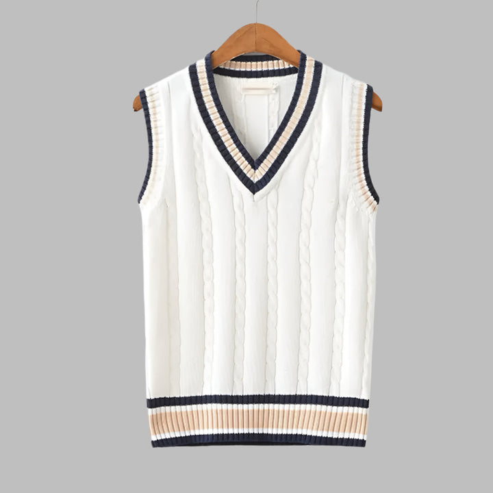 Retro stribet preppy stil ærmeløs trøje