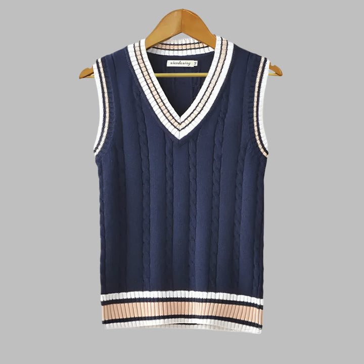 Retro stribet preppy stil ærmeløs trøje