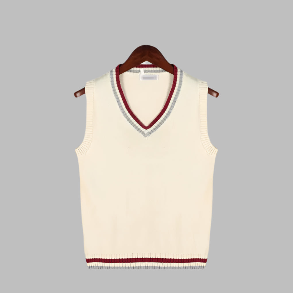 Retro stribet preppy stil ærmeløs trøje