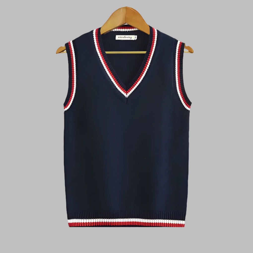 Retro stribet preppy stil ærmeløs trøje