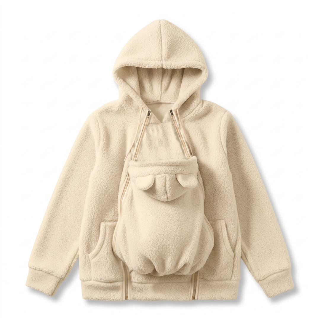 Mysig hoodie i sherpafleece med avtagbar bebisbärinsats med dragkedja