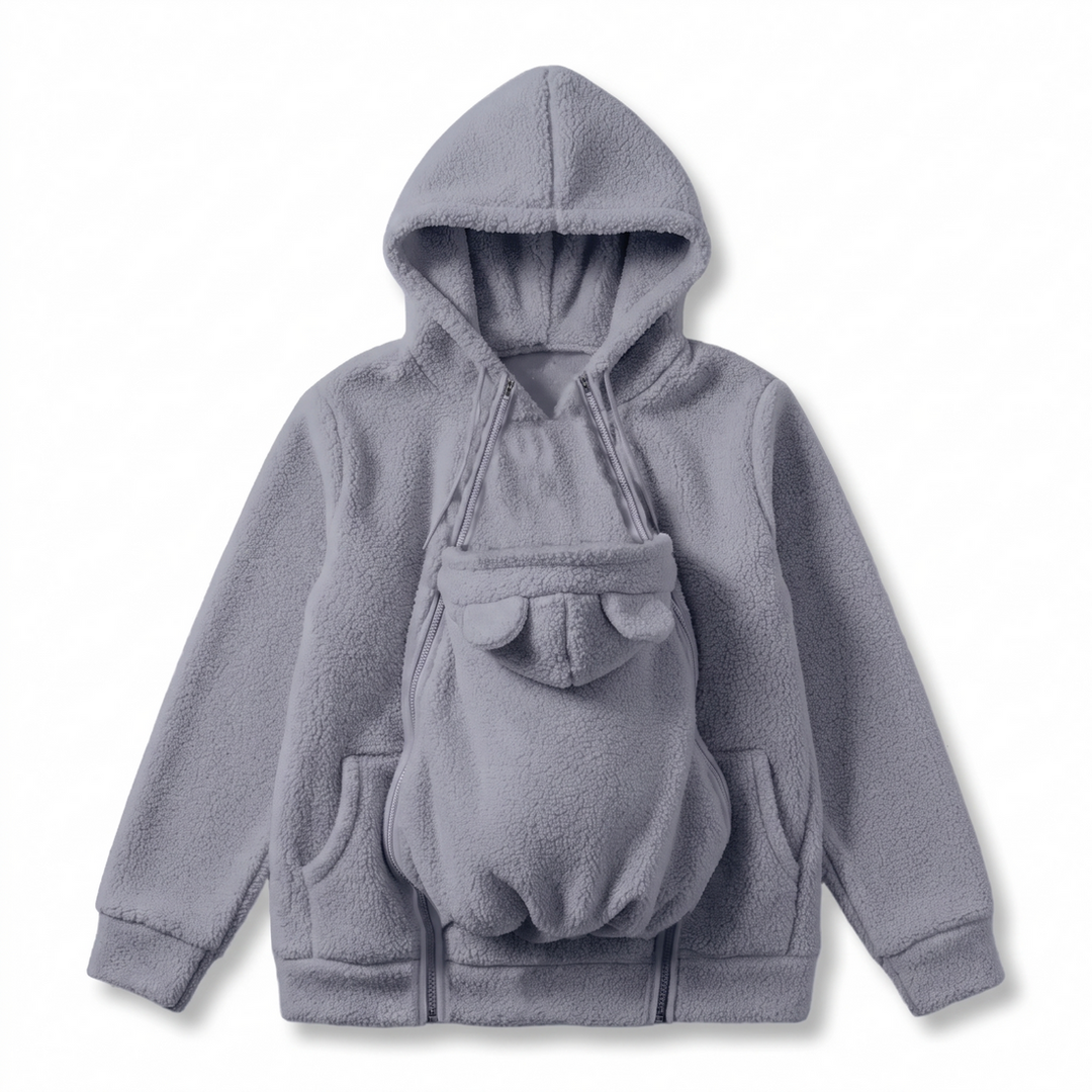 Mysig hoodie i sherpafleece med avtagbar bebisbärinsats med dragkedja
