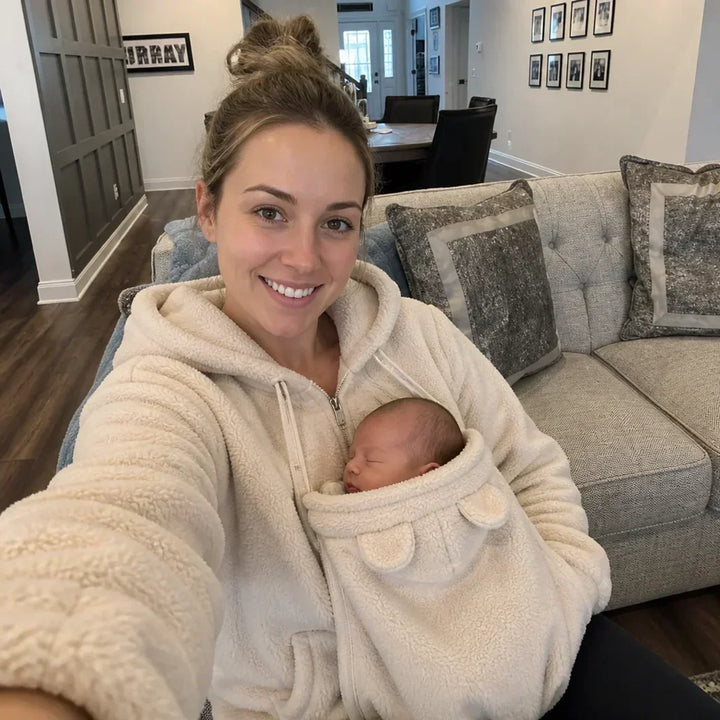 Mysig hoodie i sherpafleece med avtagbar bebisbärinsats med dragkedja
