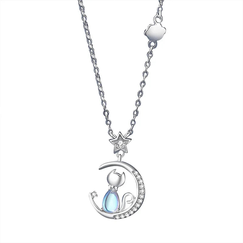 Katt Måne Halsband i sterlingsilver