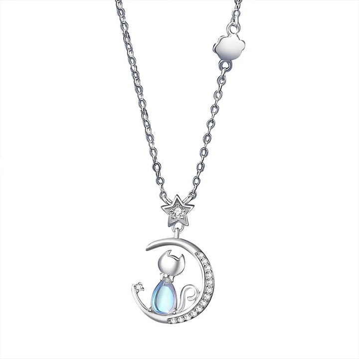 Katt Måne Halsband i sterlingsilver