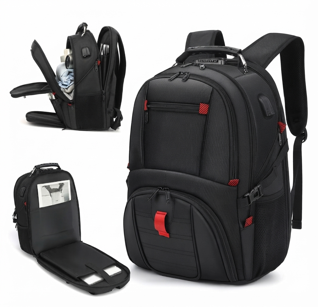 Vattentät stöldsäker ryggsäck för laptop och resor med USB-port – 45 cm