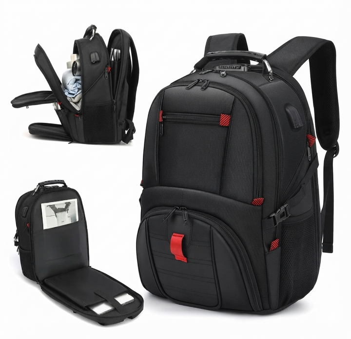 Vattentät stöldsäker ryggsäck för laptop och resor med USB-port – 45 cm
