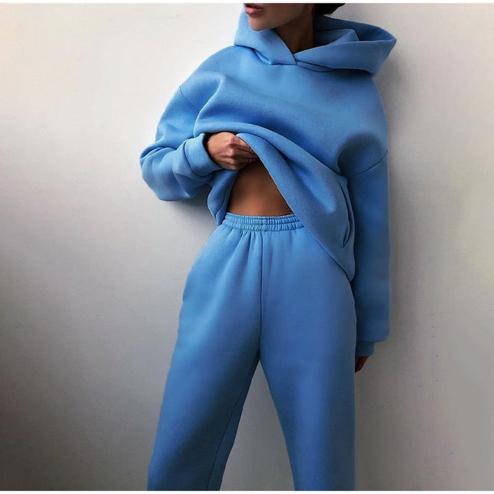 Joggingset dam | 2 delar: hoodie och byxor med mjukt resårband