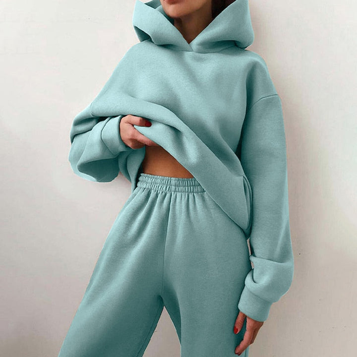 Joggingset för dam | 2-delat: hoodie och byxor med töjbart midjeband