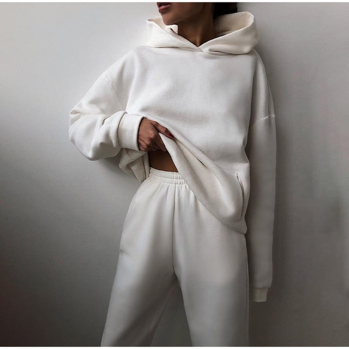 Joggingset dam | 2 delar: hoodie och byxor med mjukt resårband