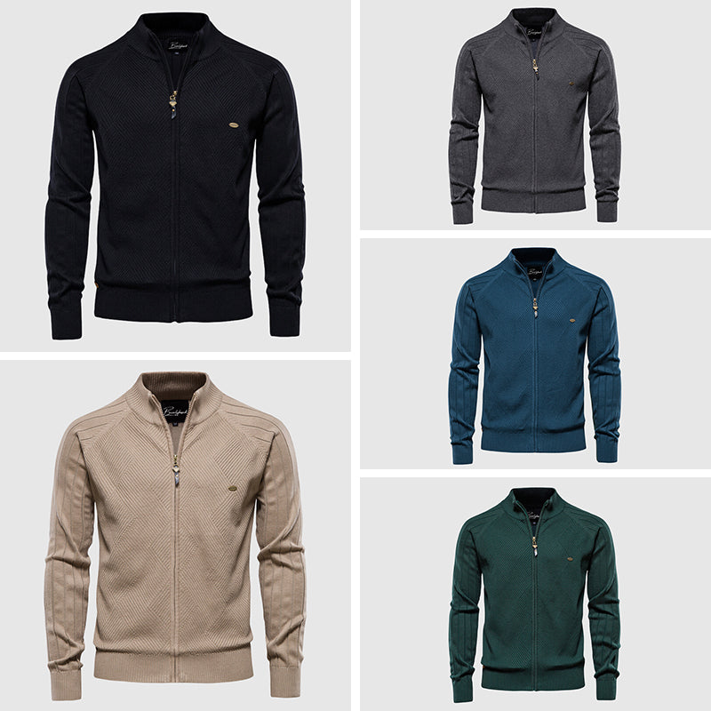 For mænd Bomstrikket struktur Fstrikket struktur-Zip-Cardigan