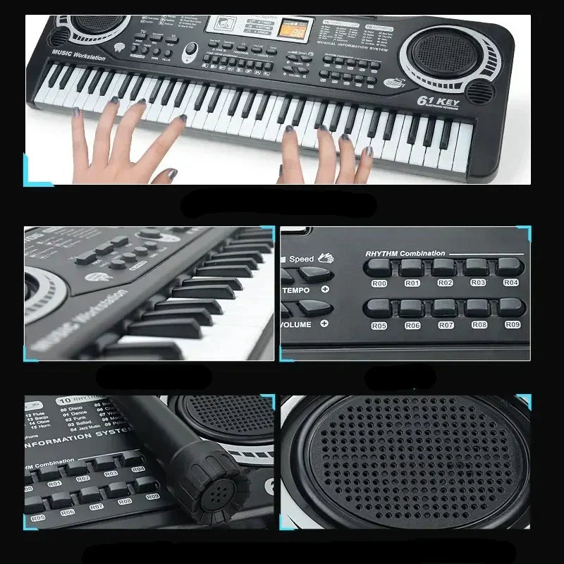 Elektroniskt piano för barn med mikrofon – upptäck musikalisk glädje med 61 tangenter