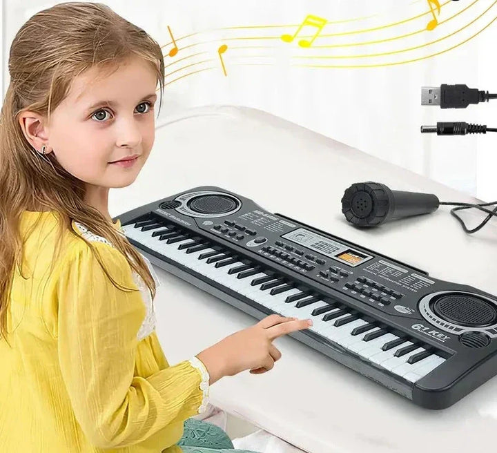 Elektroniskt piano för barn med mikrofon – upptäck musikalisk glädje med 61 tangenter