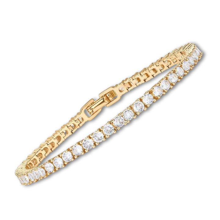 Elegant tennisarmband i vitguld med förfinad glans