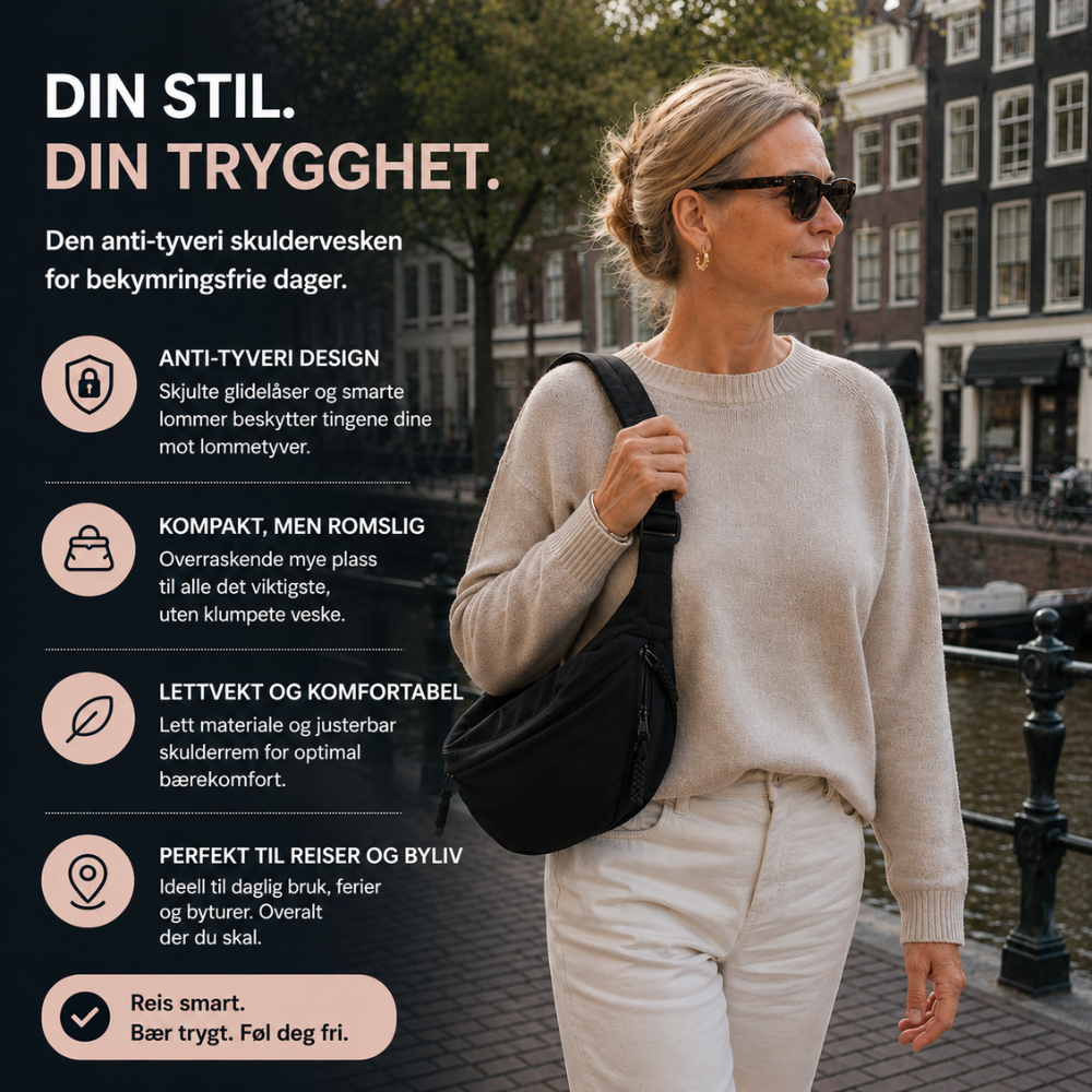 Axelväska - justerbar axelrem, crossbody i nylon med flera fickor