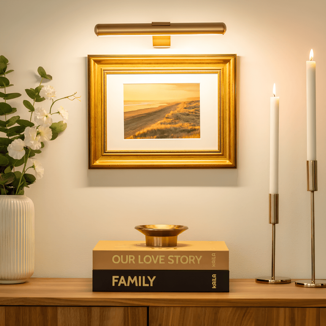 LED-vägglampa | Dimbar konstbelysning | Design i metall, laddningsbar | ArtGlow