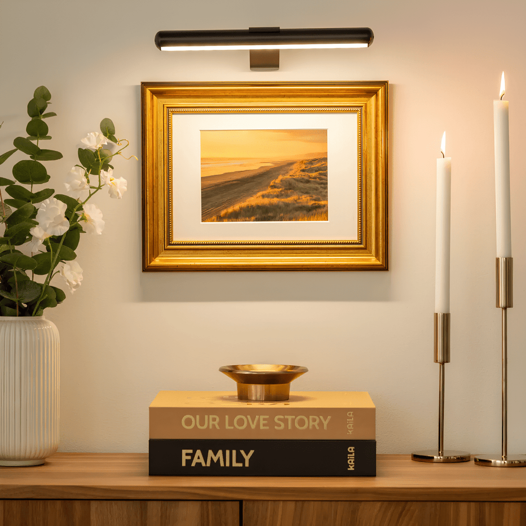 LED-vägglampa | Dimbar konstbelysning | Design i metall, laddningsbar | ArtGlow