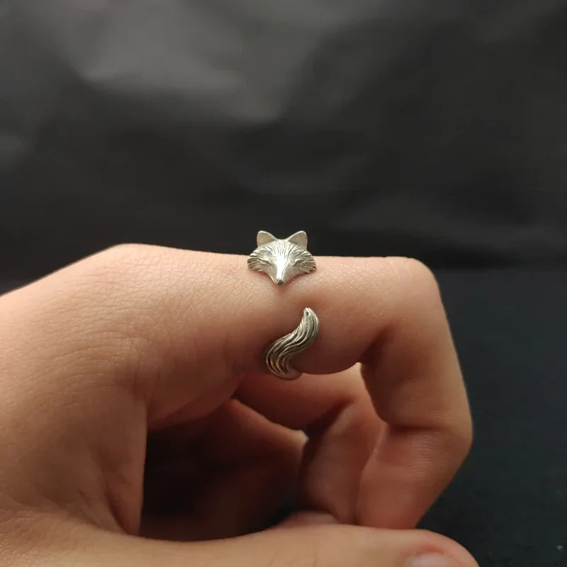 Silverring med räv för kvinnor