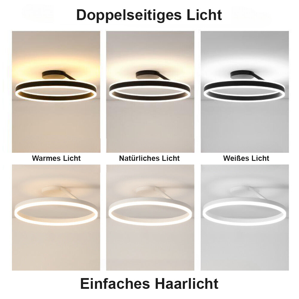Arisha modern LED-taklampa i ring, svart/vit, vardagsrum, hall, metall