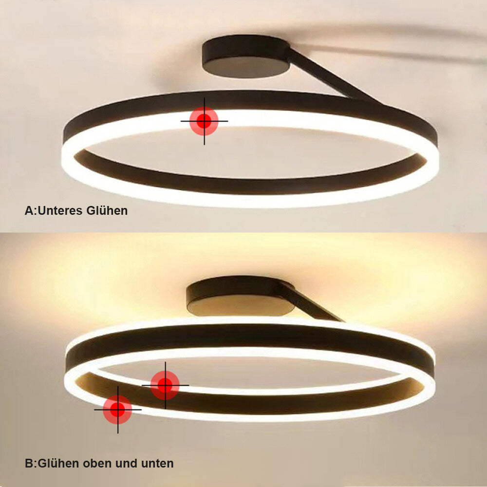 Arisha modern LED-taklampa i ring, svart/vit, vardagsrum, hall, metall