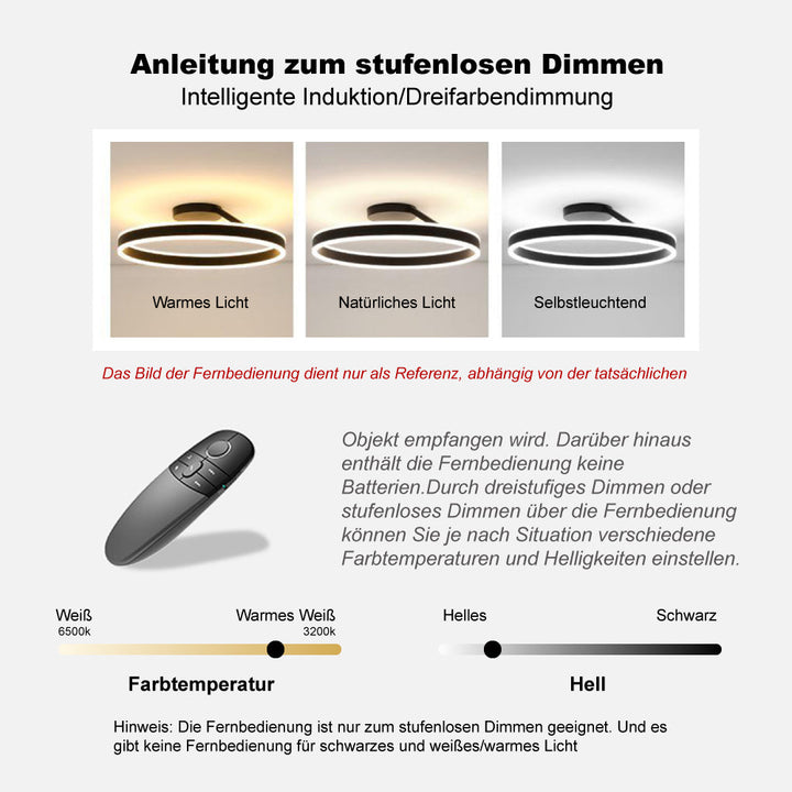 Arisha modern LED-taklampa i ring, svart/vit, vardagsrum, hall, metall