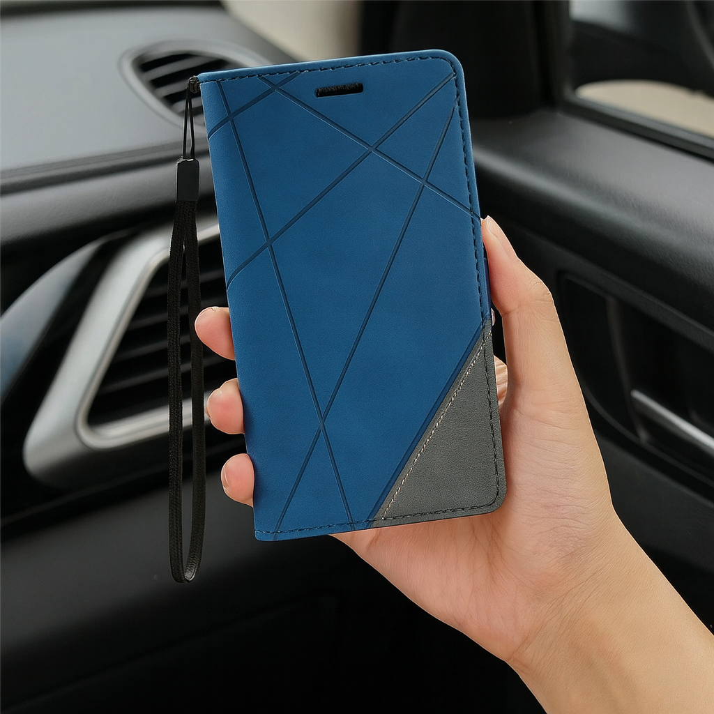 Vikbart läderfodral för smartphone