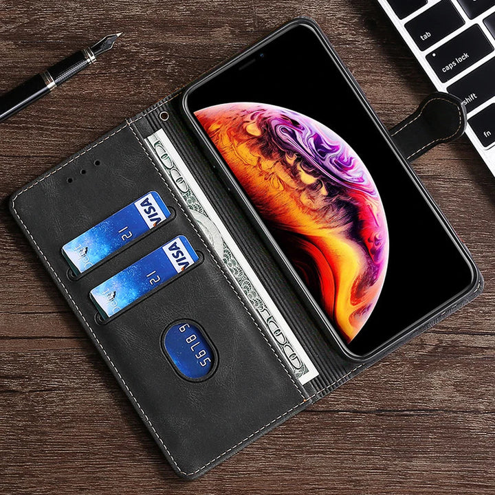 LuxurCase | Magnetiskt läderfodral för iPhone med korthållare