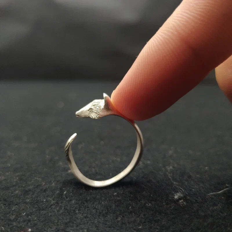 Silverring med räv för kvinnor