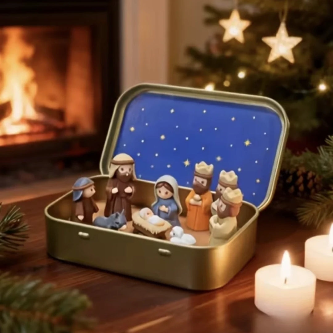 Julkrubba i en stilren förvaringslåda