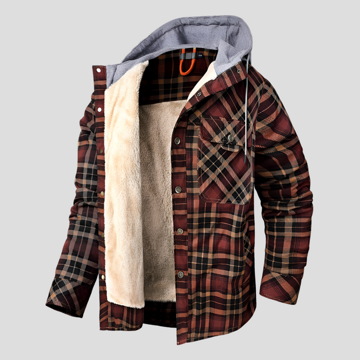 Män Hooded Plaid Tröjor Jacka