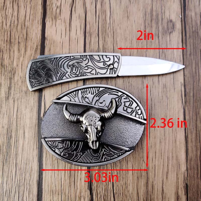 Ovalt metallbälltesspänne i cowboystil