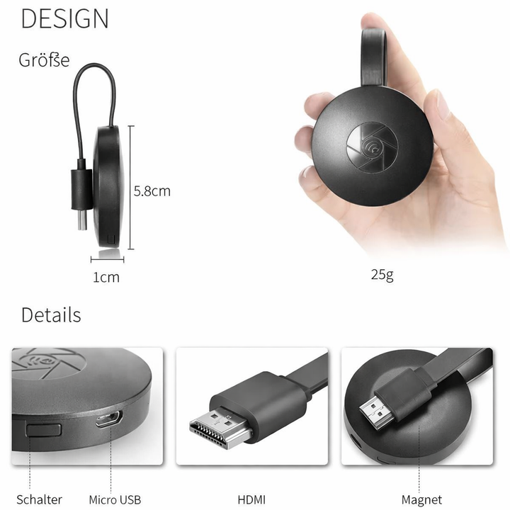 Miracast | Trådlös HD-mirroringadapter | AirPlay & DLNA | CastView Pro