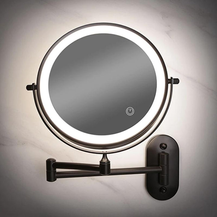 LumiReflect Premium LED sminkspegel | Uppladdningsbar förstoringsspegel för väggmontering med justerbar belysning
