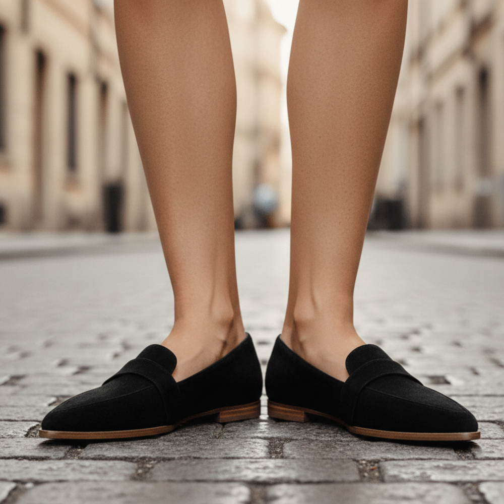 Loafers dam med spetsig tå – klassiska platta mockasiner
