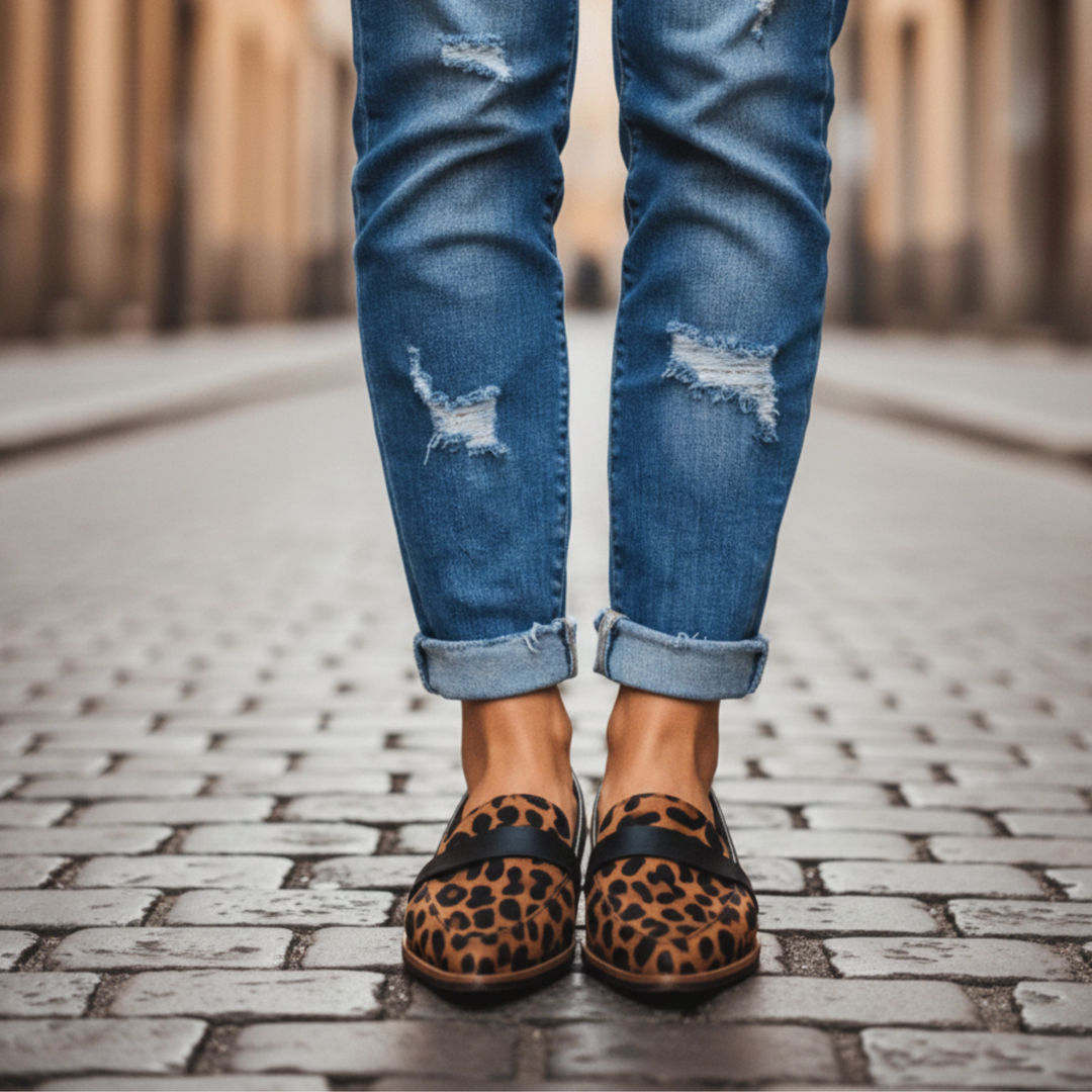 Loafers dam med spetsig tå – klassiska platta mockasiner