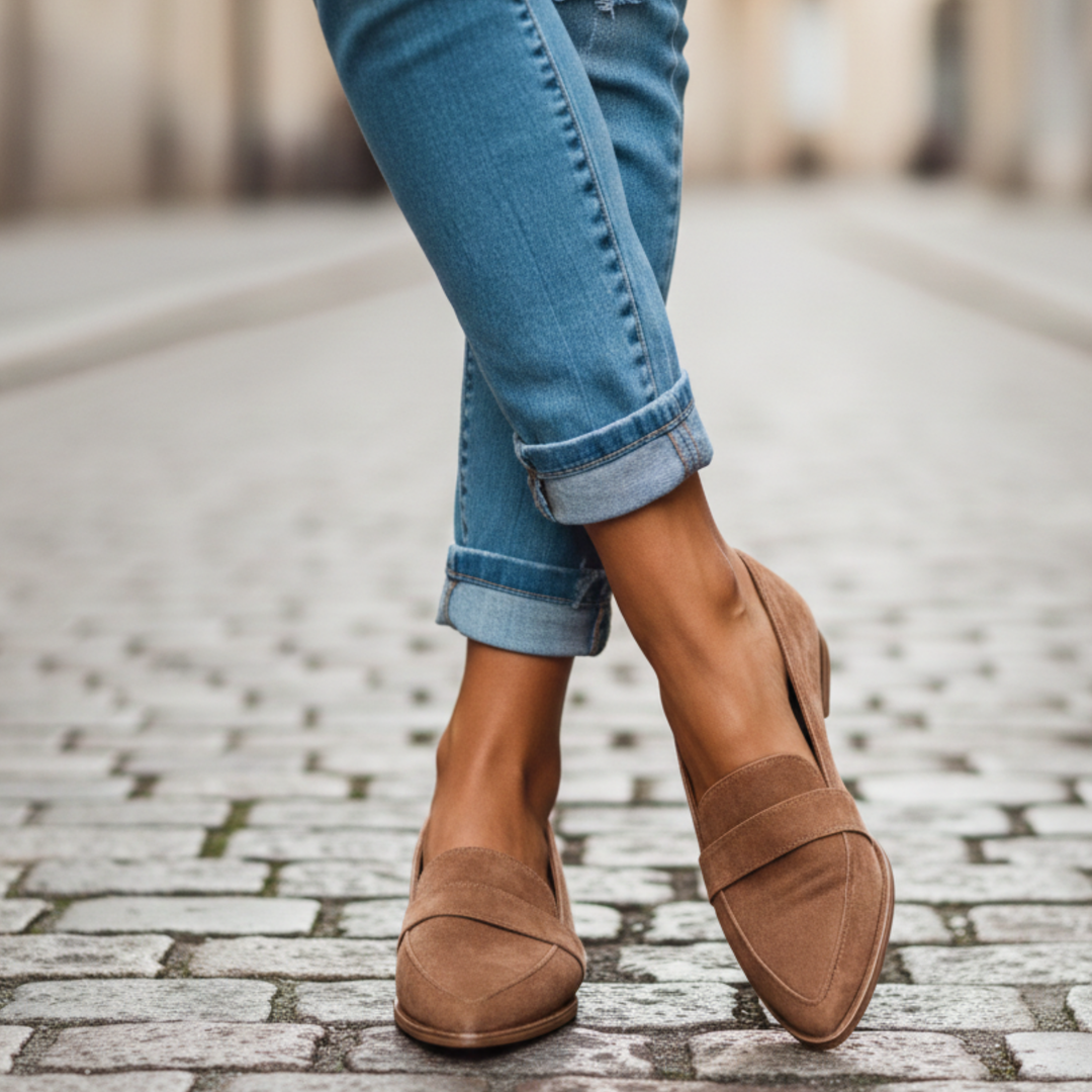 Loafers dam med spetsig tå – klassiska platta mockasiner