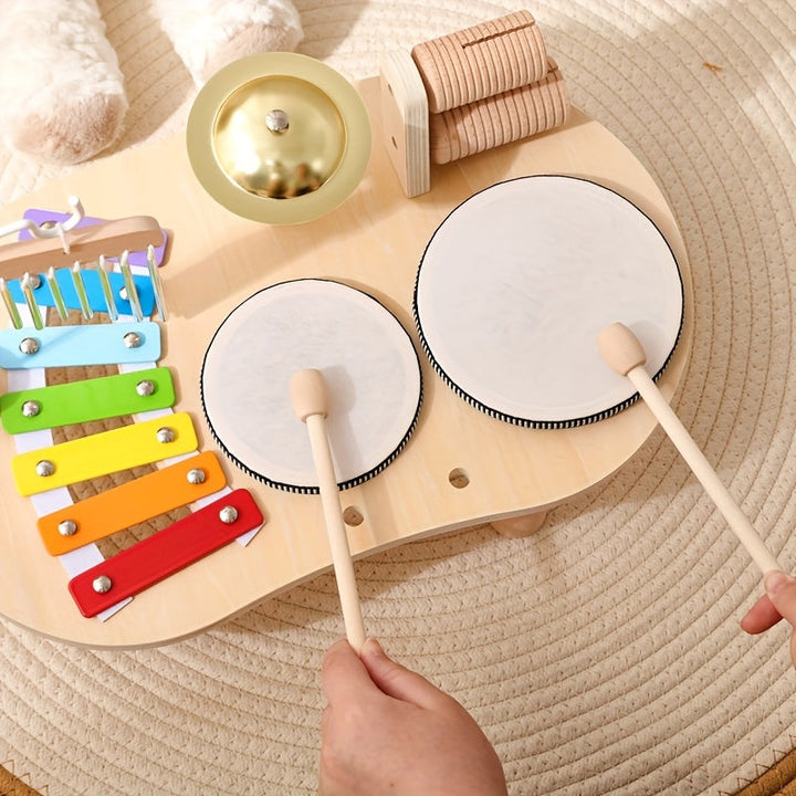 Montessori-musikbord i trä – allt-i-ett-set med musikinstrument för barn