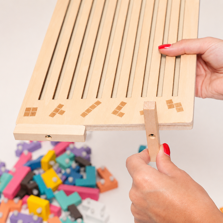 Montessori-tetrispussel i trä för stapling – lärorik leksak