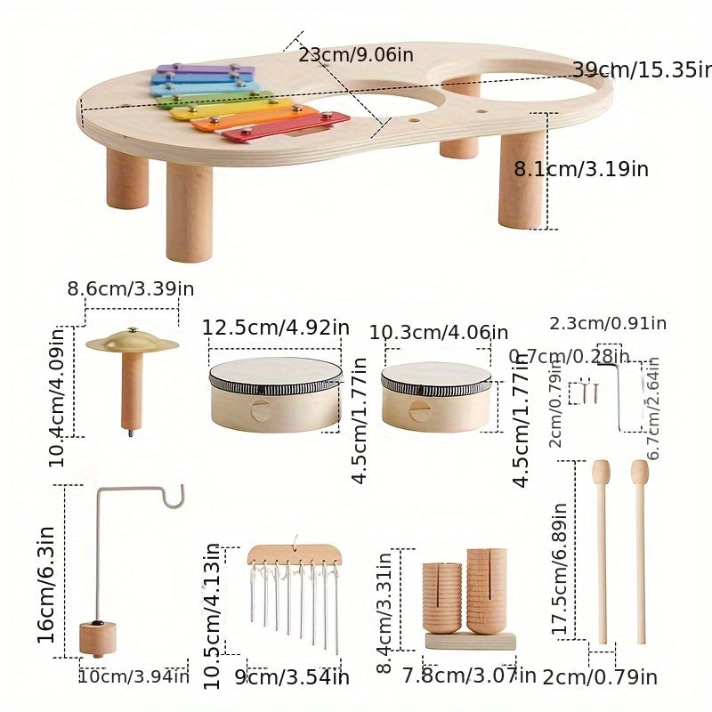 Montessori-musikbord i trä – allt-i-ett-set med musikinstrument för barn
