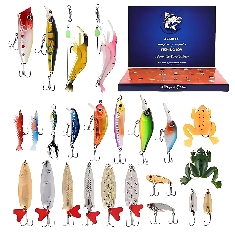 AquaElite adventskalender för fiske | högkvalitativa beten för varje fiskeäventyr