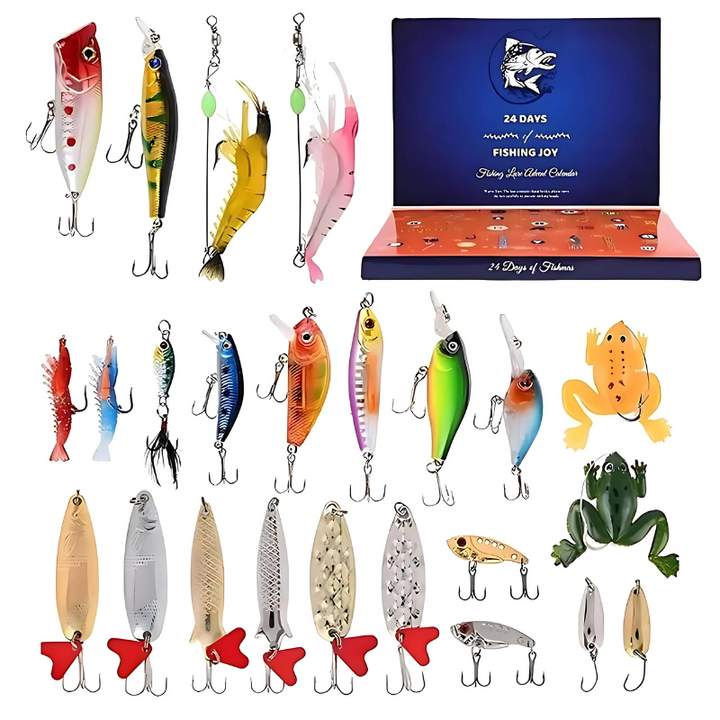 AquaElite adventskalender för fiske | högkvalitativa beten för varje fiskeäventyr
