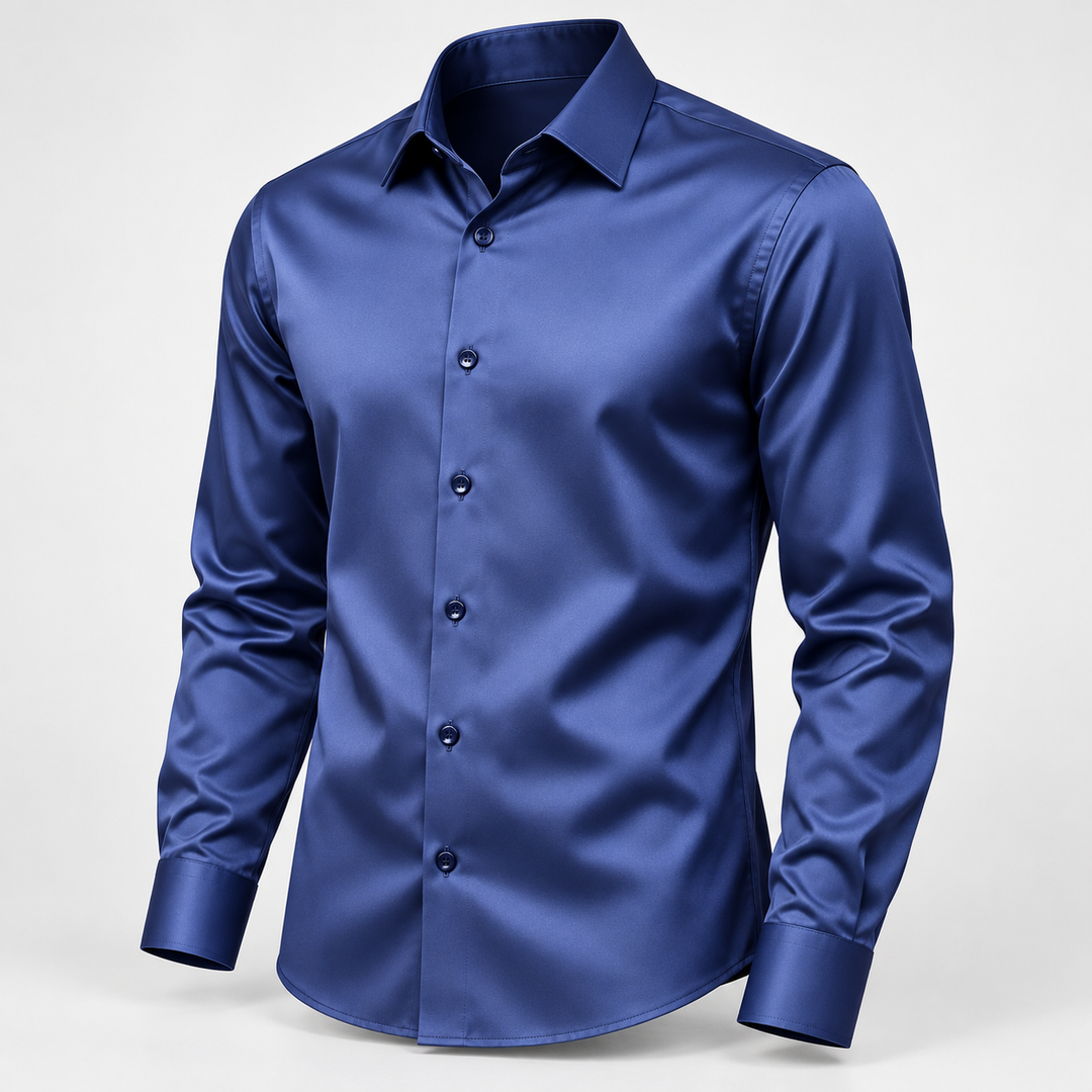 Skjorta herr slim fit – satinlook med stretch