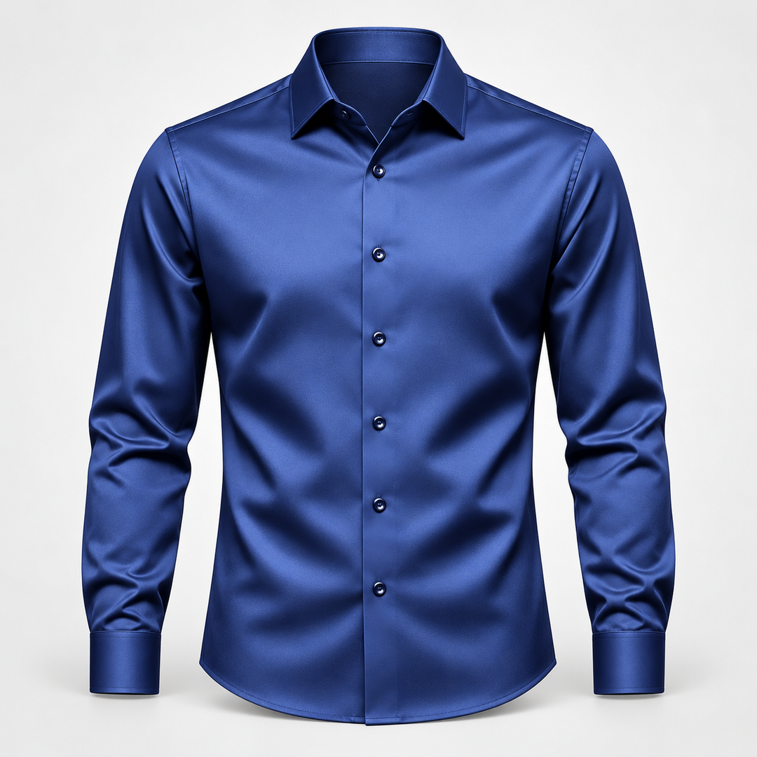 Skjorta herr slim fit – satinlook med stretch