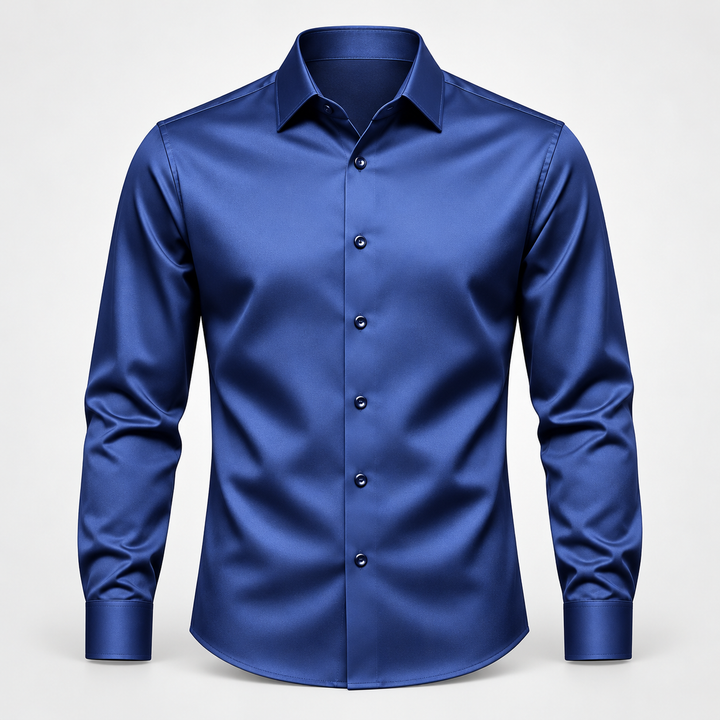 Skjorta herr slim fit – satinlook med stretch