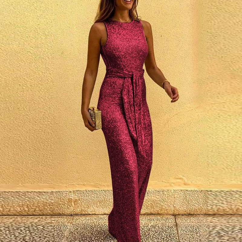 Festlig, glinsende damejumpsuit