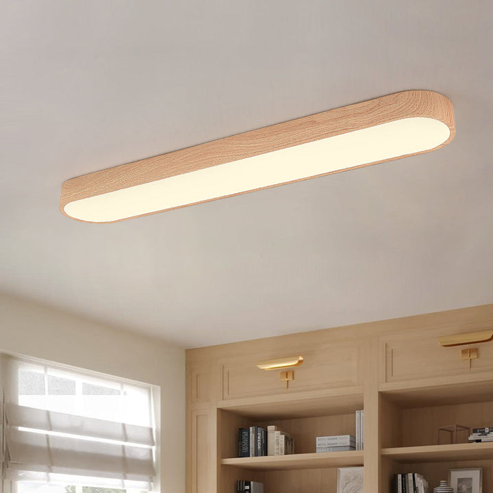 Oval LED-taklampa Nordic Glow med träaccent