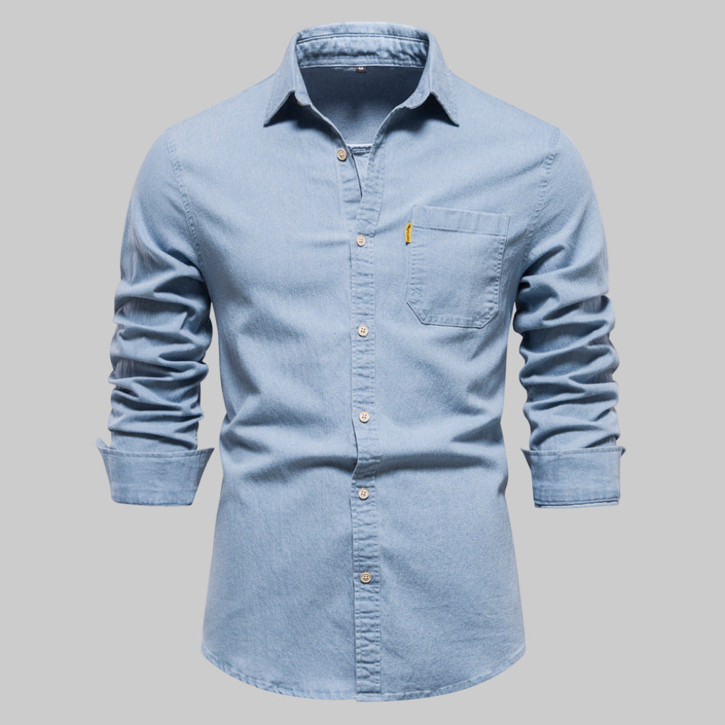 Herr långärmad denimskjorta