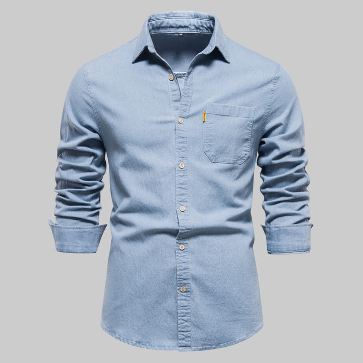 Herr långärmad denimskjorta