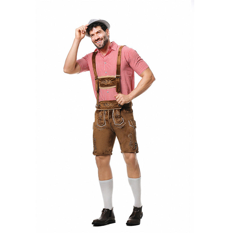 Bayersk kostymset för herr med lederhosen och skjorta