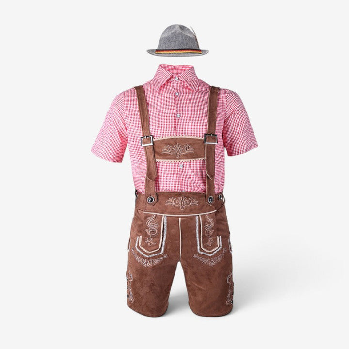 Bayersk kostymset för herr med lederhosen och skjorta